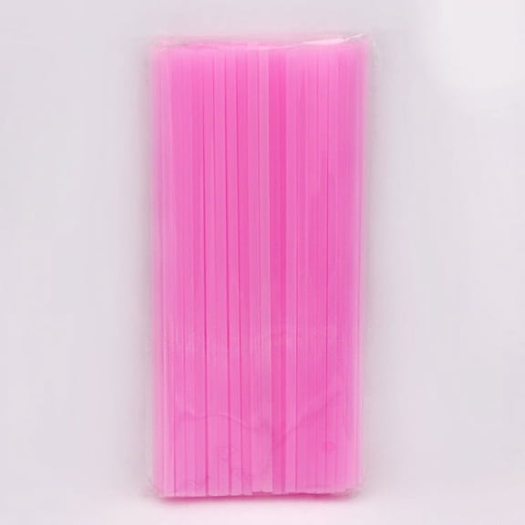Zhuge 200Pcs 0.23*7inch Disposable Drinking Plastic Straws-Pink