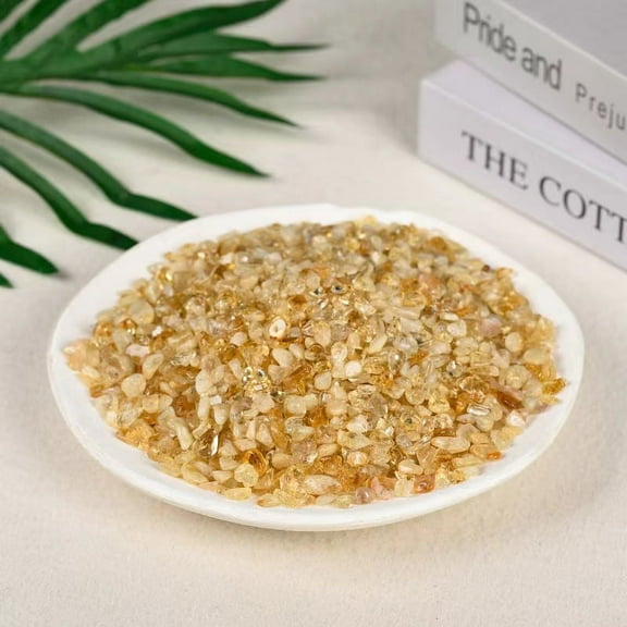 Zhuge 200g natural crystal crushed stone 5-7mm polished aromatherapy stone, yellow natural crystal raw stone demagnetization stone fish tank, garden decoration crushed stone