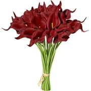 Zhuge 20pcs Burgundy Flowers Artificial Calla Lily Silk Flowers 13.4" for Mothers Day Home Kitchen & Wedding