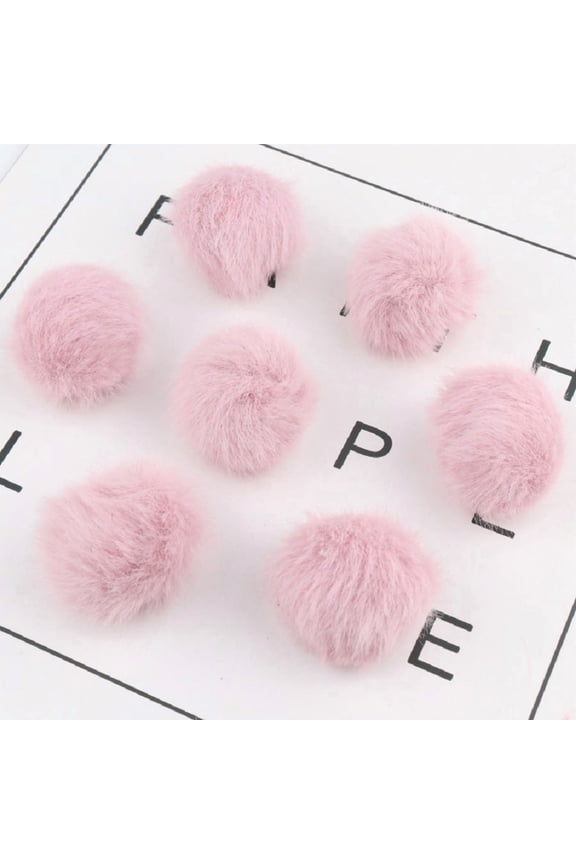 24-Pack 1 Inch Faux Fur Fluffy Balls, Soft Faux Rabbit Fur Plush with Elastic Loop for Hats, Bags, Keychains, Knitting & DIY Craft Projects, Light Purple