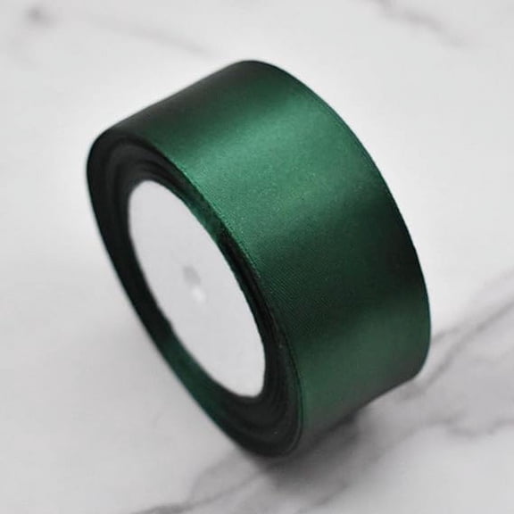 Zhuge 24 Yards White Double Face Satin Ribbon 1.57" Wide, Premium Craft Ribbon for Weddings, Gift Wrapping, Sewing & Hair Bow Making, Blackish Green