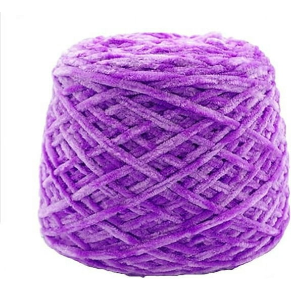Zhuge 250g Chenille Velvet Yarn Light Purple Bulky Vegan Soft Yarn Velvet Knitting Yarn Polyester Blended Cotton Chenille Yarn Hand Knitting Yarn Crochet Thread for Clothing Hat Scarf Blanket