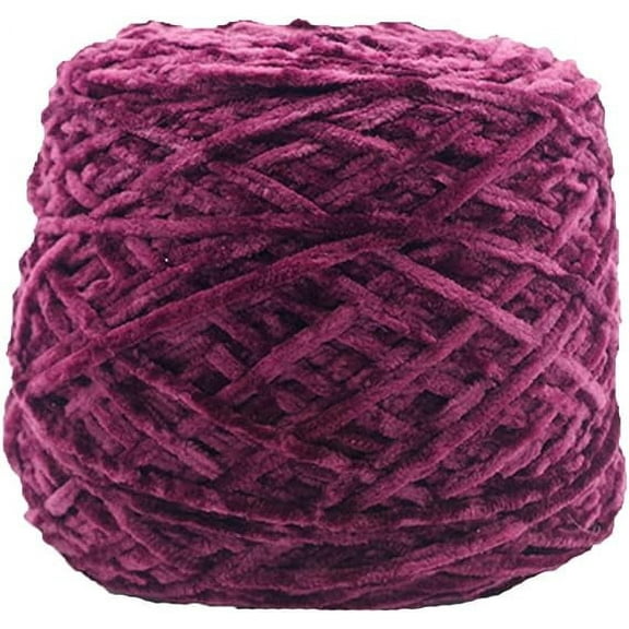 Zhuge 250g Chenille Velvet Yarn Purple Red Bulky Vegan Soft Yarn Velvet Knitting Yarn Polyester Blended Cotton Chenille Yarn Hand Knitting Yarn Crochet Thread for Clothing Hat Scarf Blanket