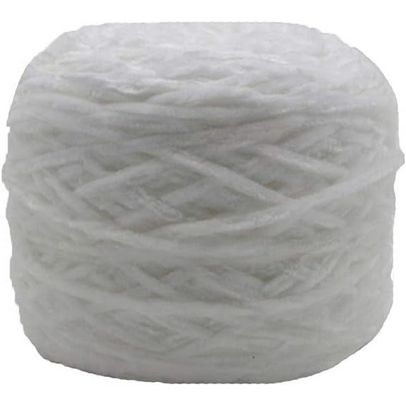 Zhuge 250g Chenille Velvet Yarn White Bulky Vegan Soft Yarn Velvet Knitting Yarn Polyester Blended Cotton Chenille Yarn Hand Knitting Yarn Crochet Thread for Clothing Hat Scarf Blanket