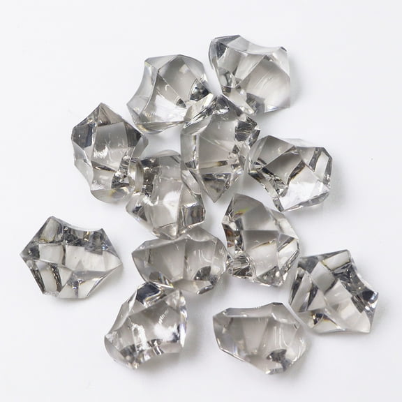 Zhuge 280PCS1.1 lb Grey Fake Ice Rocks, Acrylic Gems Crystals Plastic Diamonds for Vase Fillers & Wedding Party Decor