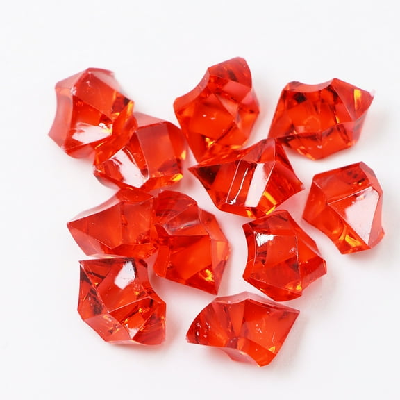 Zhuge 280PCS（1.1 lb） Red Fake Ice Rocks, Acrylic Gems Crystals Plastic Diamonds for Vase Fillers & Wedding Party Decor