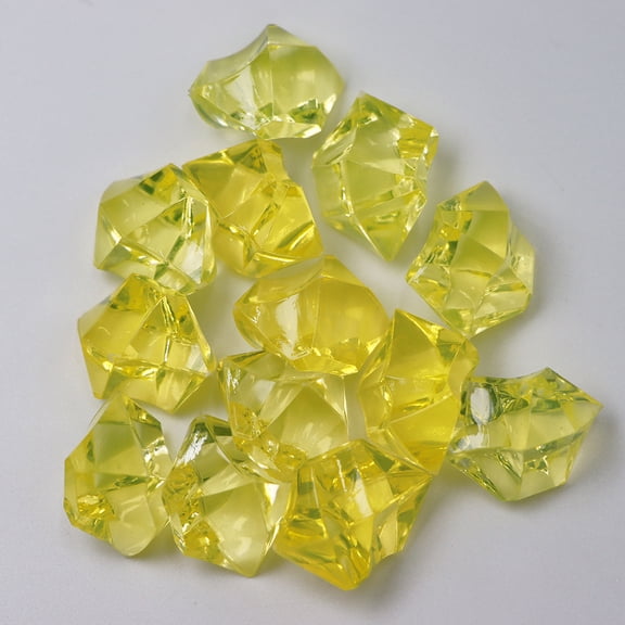 Zhuge 280PCS（1.1 lb） Yellow Fake Ice Rocks, Acrylic Gems Crystals Plastic Diamonds for Vase Fillers & Wedding Party Decor
