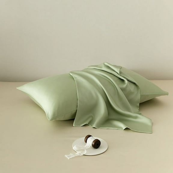 Zhuge 2Pcs 100 Austrian Lanzin tencel single pillowcases Light luxury life, selected fabric pillowcase, guard your sweet dream 18.9x29.13inch(green