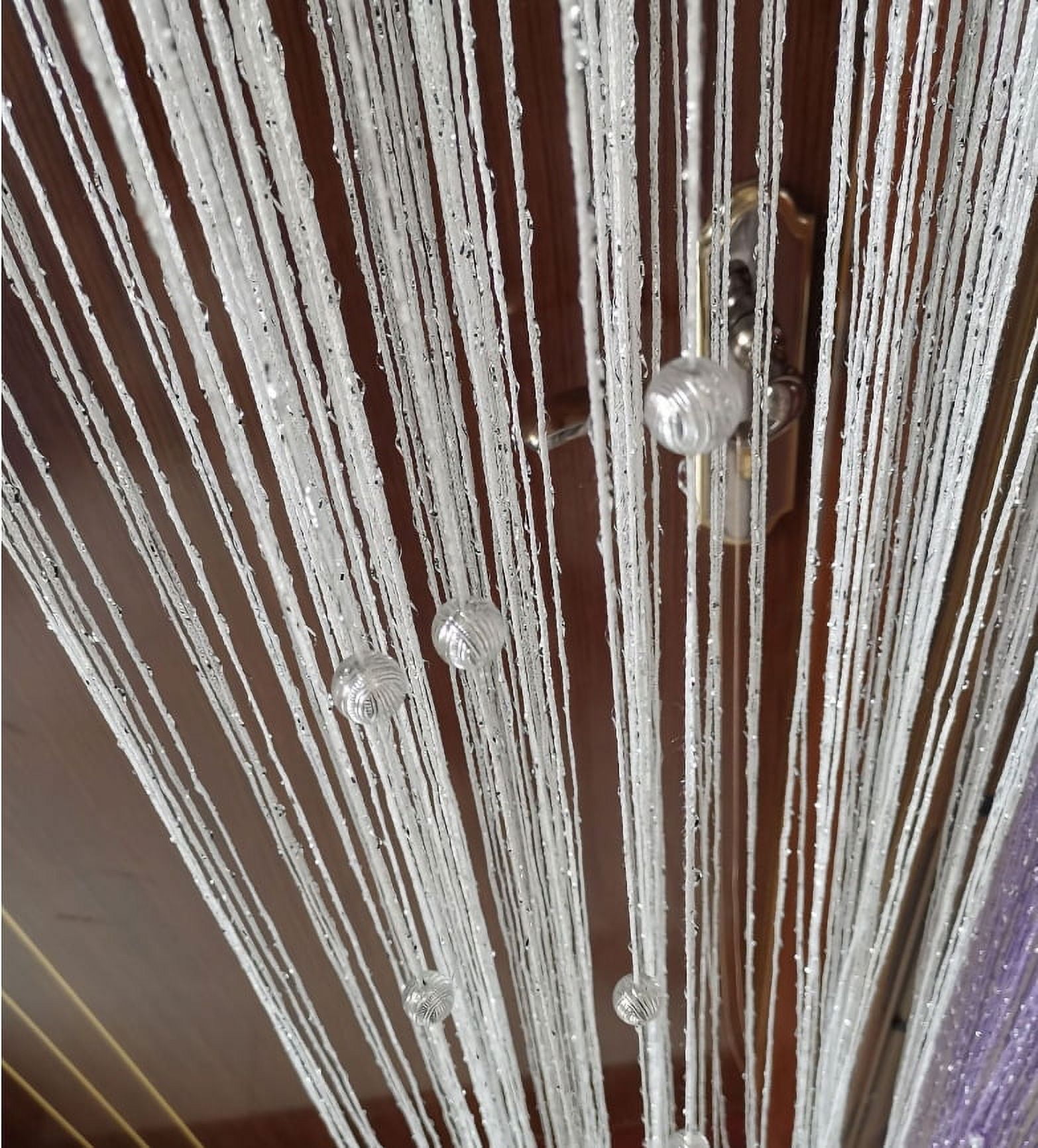 Zhuge 2Pcs 39*110in Decorative Door String Curtain Beads Wall Panel Fringe Window Room Divider Blind for Wedding Coffee House Restaurant Parts Door Divider Beads Tassel Screen Decoration ，White