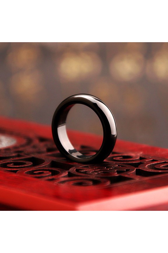 2Pcs Agate Band Rings for Women, Smooth,Inner diameter 15-18mm,Black