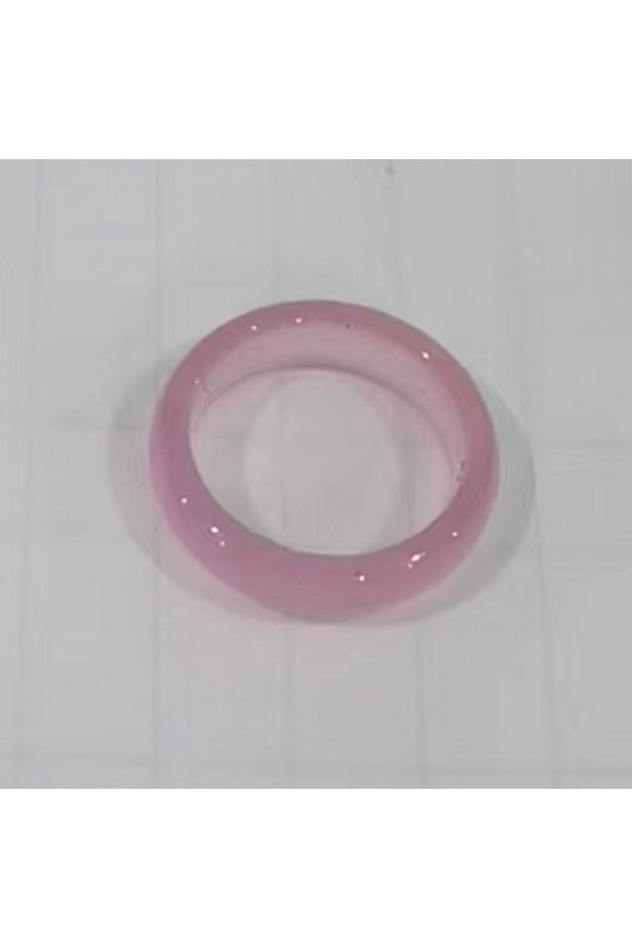 2Pcs Agate Band Rings for Women, Smooth，Inner diameter 15-18mm，Pink