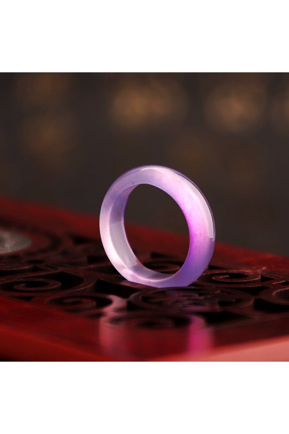2Pcs Agate Band Rings for Women, Smooth，Inner diameter 15-18mm，Purple