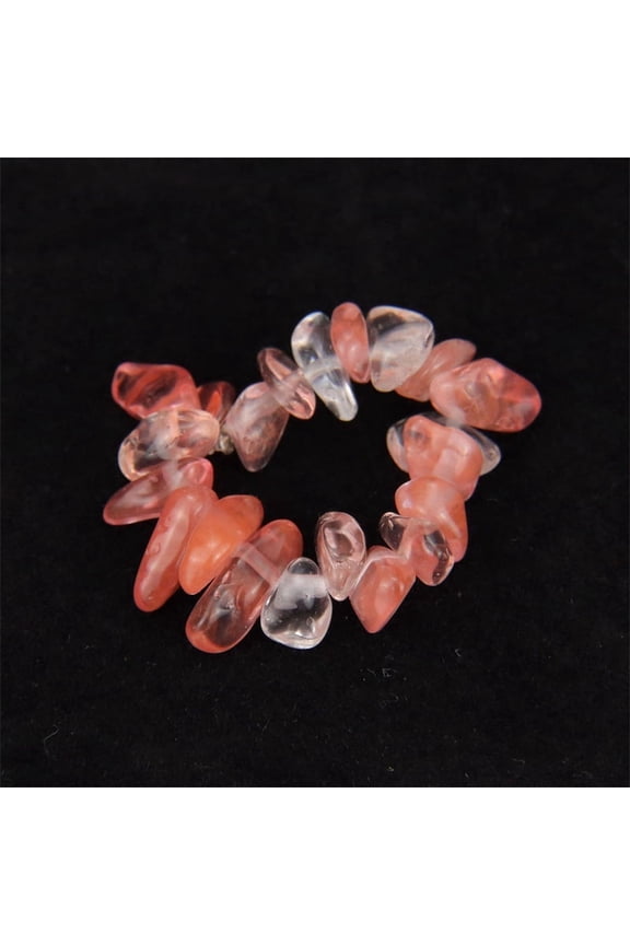 2Pcs Natural Crystals Gravel Stone Rings Rose Quartz Amethyst Handmade Women Jewelry Stretchy Elastic Gifts,Orange