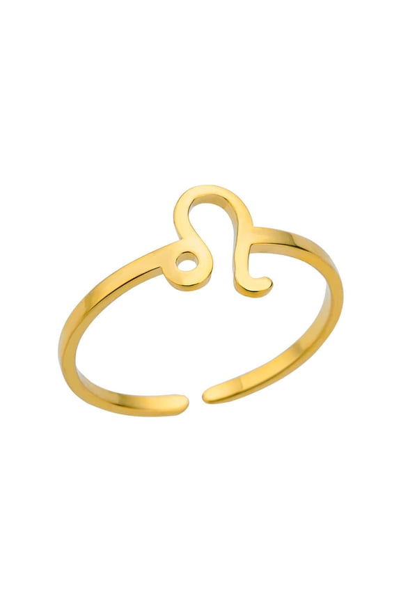 2Pcs Zodiac Sign Rings 12 Constellation Adjustable Ring Zodiac Jewelry Gift for Women,Leo