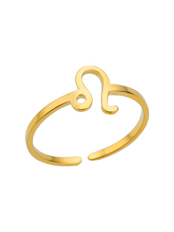 2Pcs Zodiac Sign Rings 12 Constellation Adjustable Ring Zodiac Jewelry Gift for Women,Leo