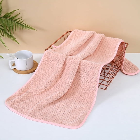 Zhuge 2pcs High density coral fleece towel, Home Soft Cotton Ultra-Soft 100% Cotton Hand Towel Highly Absorbent for Shower, Pool, Spa, and Gym 27.56x55.12inch (pink)