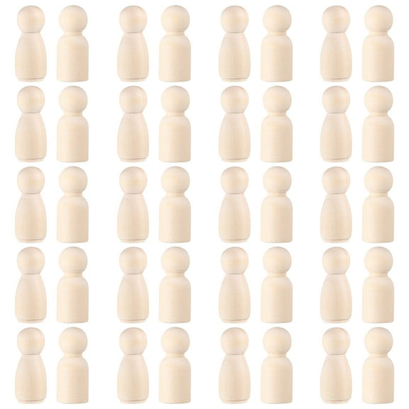 Zhuge 3.5cm Wooden Peg Dolls Unfinished, Pack of 40 Wooden People Pegs for DIY Crafting Painting Handicrafts Wooden Peg Games