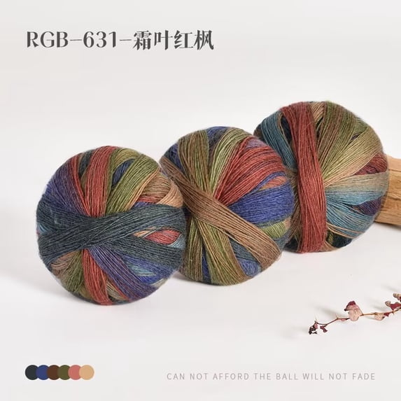 Zhuge 3 Pack 100g Variegated Multicolor Yarn Skeins, Premium Acrylic Cotton Blend Thread for Crochet, Knitting & Hand Weaving DIY Crafts, S31