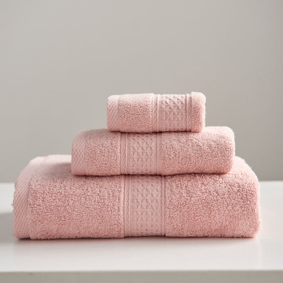 Zhuge 3 Pack Ultra Soft Cotton Towel Set, Includes 28x55 Inch Bath Towel, 13x29 Inch Hand Towel & 13x13 Inch Wash Cloth, Perfect for Daily Use, Compact & Lightweight, Pink