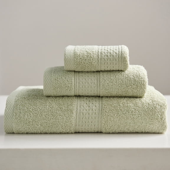 Zhuge 3 Pack Ultra Soft Cotton Towel Set, Includes 28x55 Inch Bath Towel, 13x29 Inch Hand Towel & 13x13 Inch Wash Cloth, Perfect for Daily Use, Compact & Lightweight, Green