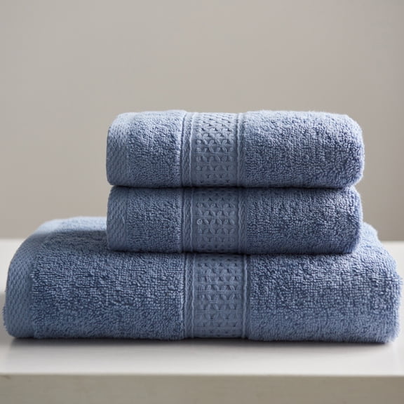 Zhuge 3 Pack Ultra Soft Cotton Towel Set, Includes 28x55 Inch Bath Towel, 13x29 Inch Hand Towel & 13x13 Inch Wash Cloth, Perfect for Daily Use, Compact & Lightweight, Blue-Gray