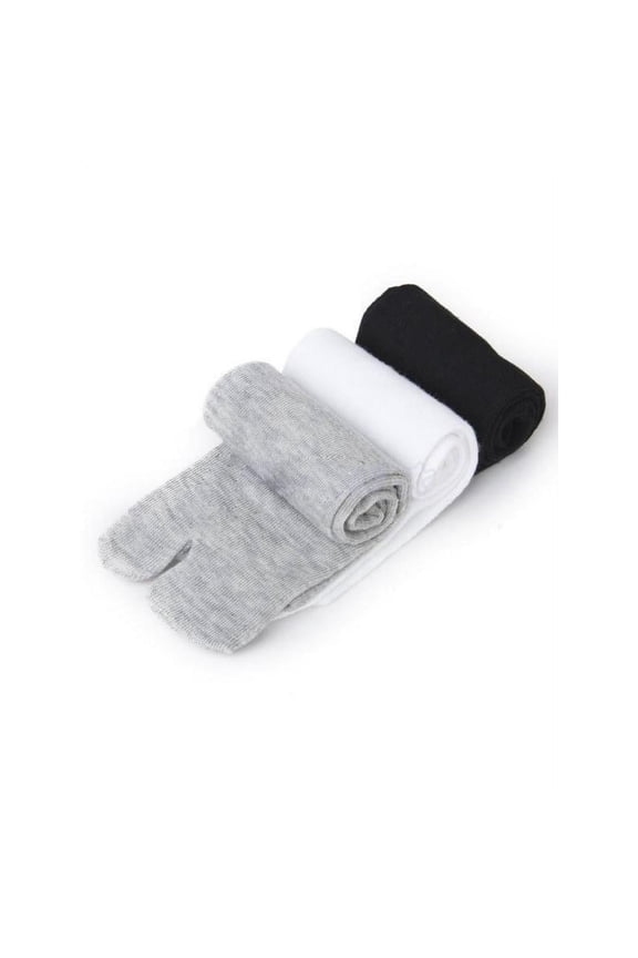 3-Pair Flip Flops Cotton Socks - Split Toe Design for Comfort & Style, Black/White/Gray