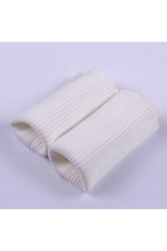 3 Pair Tubular Knit Rib Cuffing Fabric, Stretchy Replacement Material for Sweatshirt Jacket Coat Sleeve Cuff, Ideal for Sewing DIY Craft Projects, White
