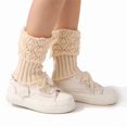 thumbnail image 1 of Zhuge 3 Pairs Beige Knitted Baggy Short Leg Warmers, Boot-Ready Soft Warm Socks for Daily Wea,Style B, 1 of 5
