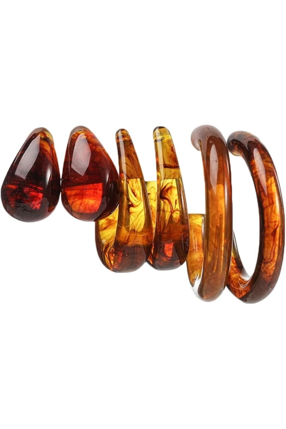 Zhuge 3 Pairs Retro Ear Ornaments, Polished Curved Lightweight Acrylic Ear Jewelry Set Fashion Decor for Women Daily, Brown