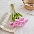 thumbnail image 1 of Zhuge 3-Piece Purple Artificial Lisianthus, 14.97 Inch Lifelike Fake Flowers, Elegant Spring Floral Decor for Home Dining & Wedding Tables, 1 of 5