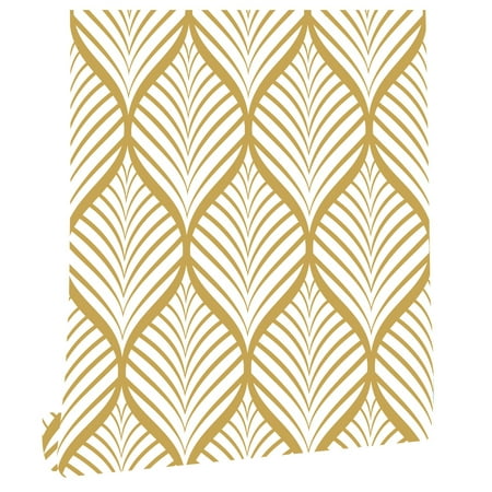 Zhuge 3-meter thick PVC self-adhesive wall sticker with waterproof and moisture-proof modern minimalist gold geometric leaf pattern background wallpaper (gold)