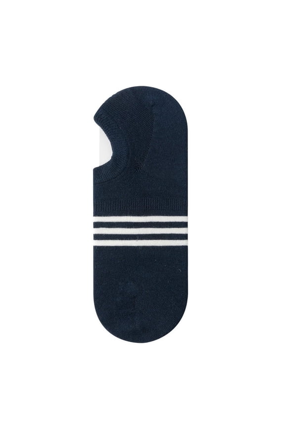 3 pairs of Mens No Show Anti-Slip Socks with Silicone Heel Grip, Moisture-Wicking Low-Cut Invisible Liners for Casual WearDark Blue