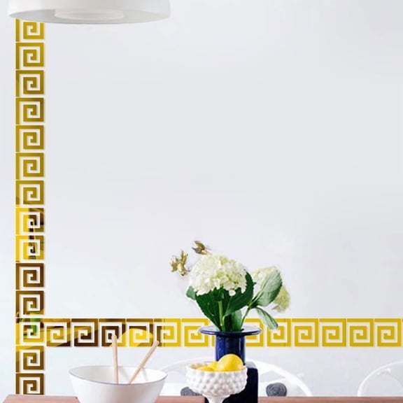 Zhuge 30-Piece Acrylic Mirror Wall Stickers, Peel-and-Stick Decorative Tiles with Adhesive Backing, DIY Border Accents for Living Room & Home Background Decor, 1.97x1.97in (Golden)