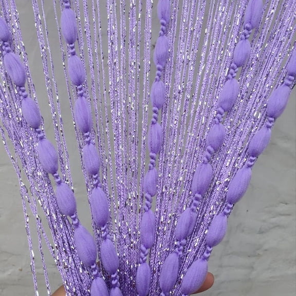Zhuge 39.37*110.24in Decorative Door String Curtain Lantern line Wall Panel Fringe Window Room Divider Blind for Coffee House Restaurant Parts Door Divider Tassel Screen Decoration Light Purple