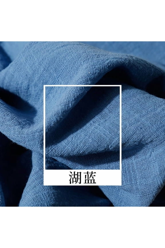 3951 Inch Cotton Linen Wrinkle Texture Fabric, Premium Soft Textured Material for DIY Sewing, Craft Projects & Home Decoration, Blue