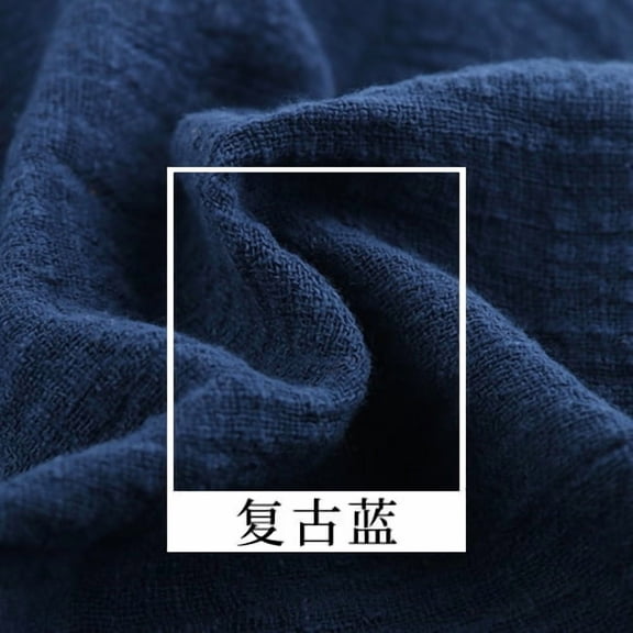 Zhuge 3951 Inch Cotton Linen Wrinkle Texture Fabric, Premium Soft Textured Material for DIY Sewing, Craft Projects & Home Decoration, Dark Blue