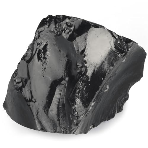 Zhuge 3Pcs Black Obsidian Specimens About 1.18", Natural Unpolished Raw Stones for Decoration, Gift, Tumbling, Cabbing and Fountain Ornaments