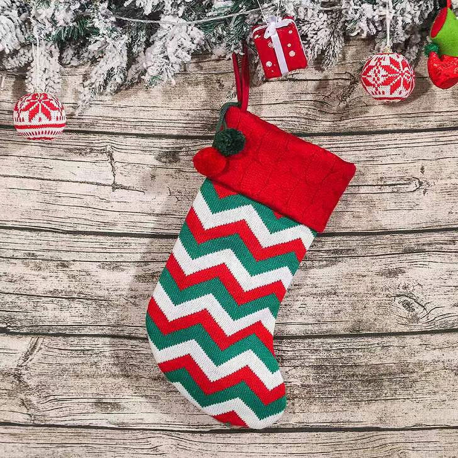 Zhuge 3Pcs Christmas Stockings Personalized Cable Knitted Stocking 15.35 Inches Small Set Classic Art Decor Stuffers Gifts for Family Holiday Party Fireplace Hanging Xmas Decor，C