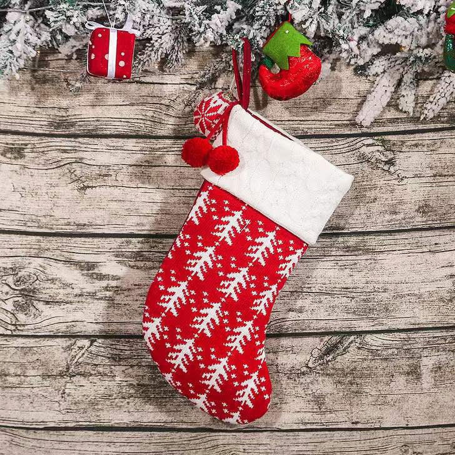 Zhuge 3Pcs Christmas Stockings Personalized Cable Knitted Stocking 15.35 Inches Small Set Classic Art Decor Stuffers Gifts for Family Holiday Party Fireplace Hanging Xmas Decor，B