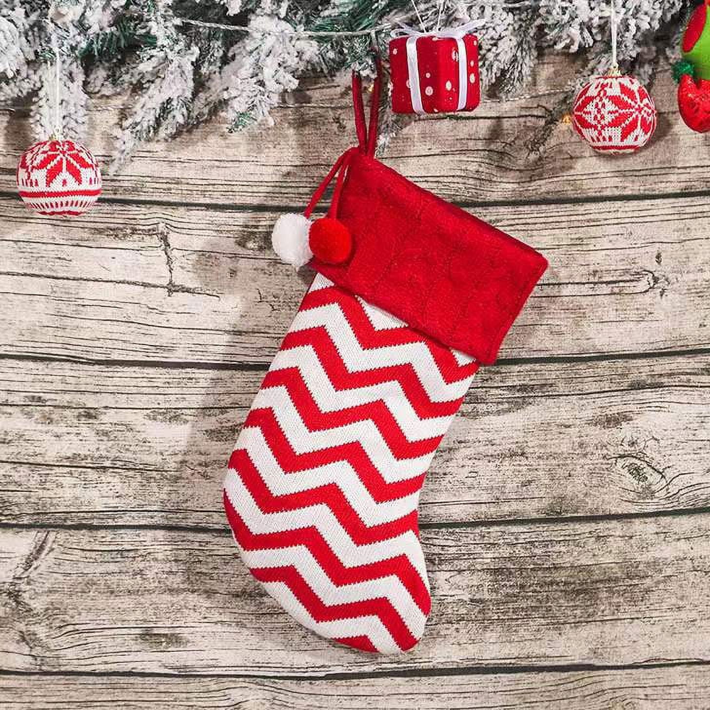 Zhuge 3Pcs Christmas Stockings Personalized Cable Knitted Stocking 15.35 Inches Small Set Classic Art Decor Stuffers Gifts for Family Holiday Party Fireplace Hanging Xmas Decor，A