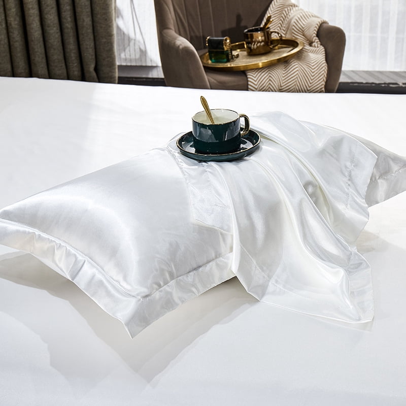Zhuge 3Pcs Double sided silk pillowcase Soft and skin-friendly, silky touch pillowcase, giving the skin a luxurious hug 18.9x29.13inch(white）