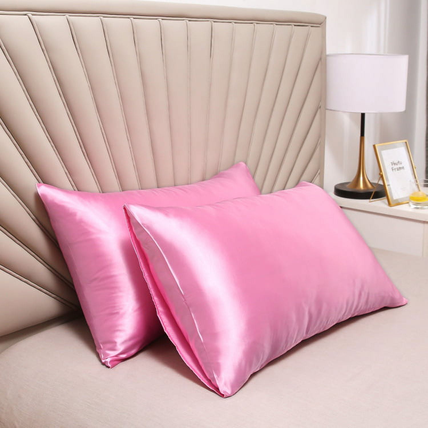 Zhuge 3Pcs Washed silk pillowcase Soft and skin-friendly, silky touch pillowcase, giving the skin a luxurious hug 20.08x29.92inch(pink）