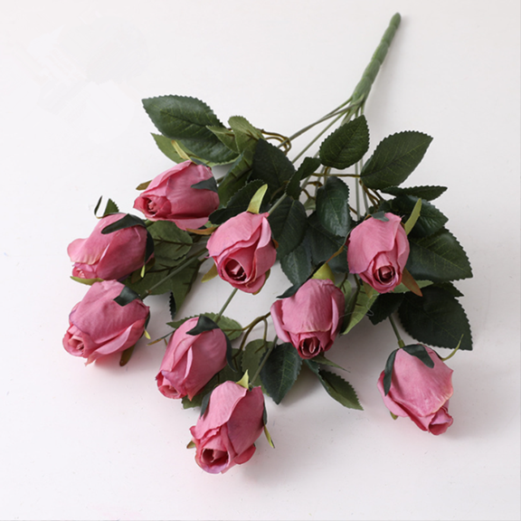 Zhuge 3pcs 9headed Roses Artificial Flowers, Fake flowers, Flores Artificiales Para, Wedding Decor, Purple