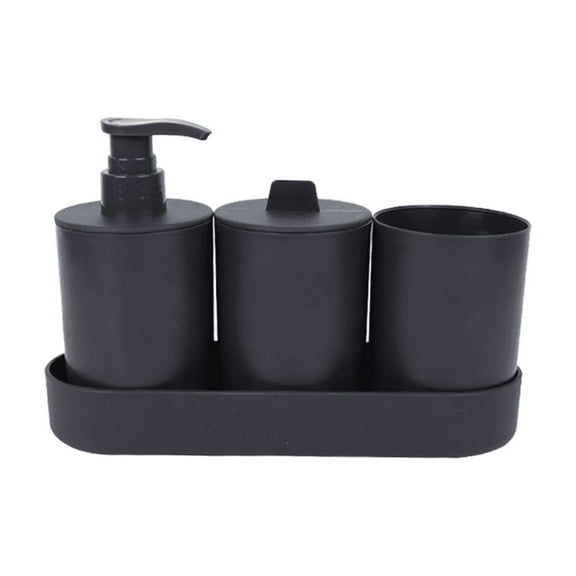 Zhuge 4-Piece Matte Black Bathroom Accessory Set - Toothbrush Holder, Tumbler & Soap Dish