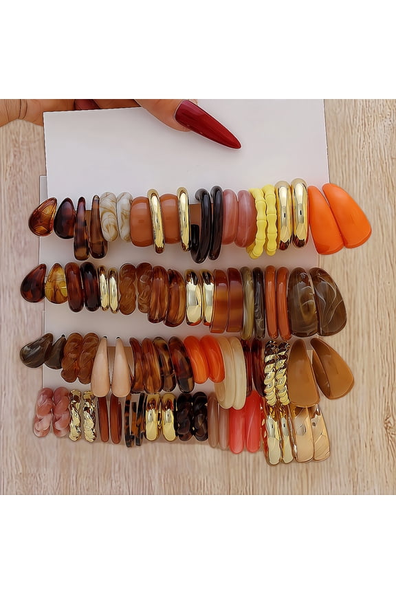 40 Pairs C-Shaped Hoop Earring Set, Fashion Resin Acrylic Hoop Earrings Trendy Jewelry Accessories for Women Daily Wear, W05