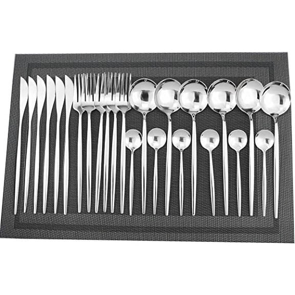 Zhuge 40-Piece Silverware Set Stainless Steel Reusable Utensils Forks Spoons Knives Set, Mirror Polished Cutlery Flatware Set, Great for Family Gatherings & Daily Use (Service for 10,Silver)