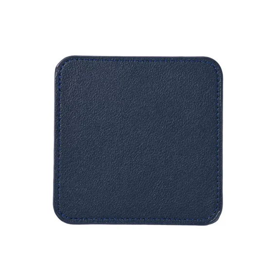 Zhuge 4Pcs PU Leather Coasters Round Waterproof Non-Slip Coasters for Coffee,Tea Cups-3.54*3.54inch,Dark Blue