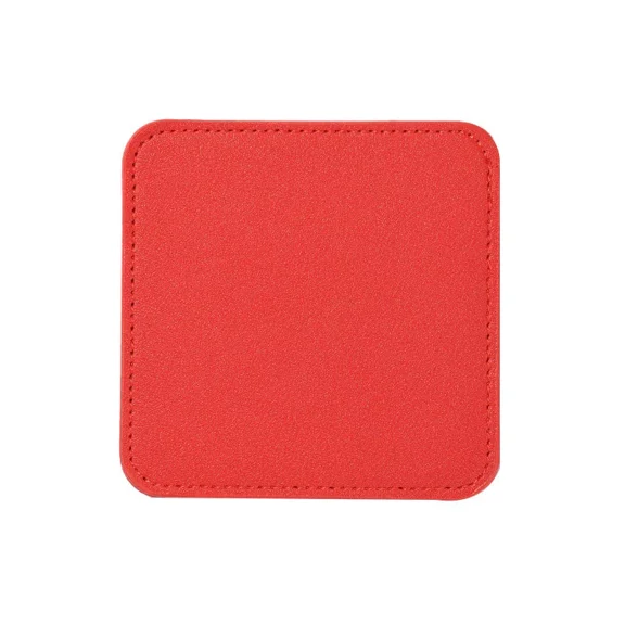 Zhuge 4Pcs PU Leather Coasters Round Waterproof Non-Slip Coasters for Coffee,Tea Cups-3.54*3.54inch,Red