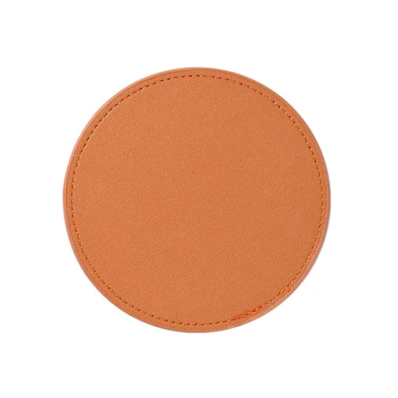 Zhuge 4Pcs PU Leather Coasters Round Waterproof Non-Slip Coasters for Coffee,Tea Cups-3.93*3.93inch,Brown