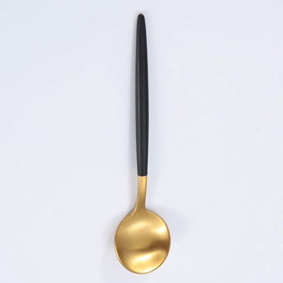 Zhuge 4Pcs Stainless Steel Spoon Cutlery Table Spoon for Home, Kitchen & Restaurant-Gond Black